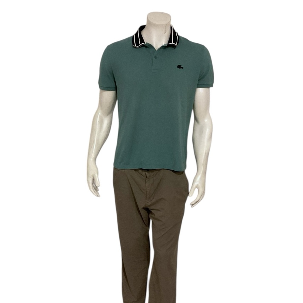 Lacoste Mens Teal Blue Rubber Croc Polo Shirt